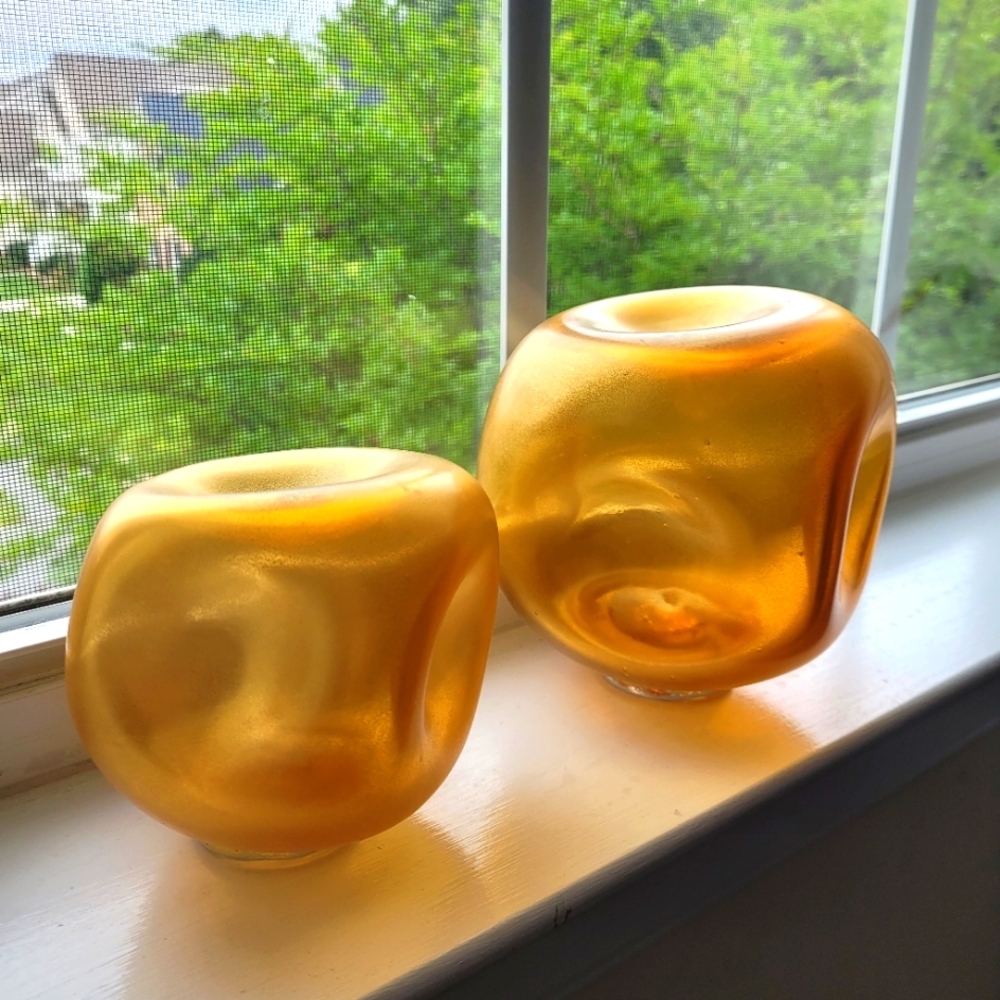 Global views handmade glass decor.set of 2